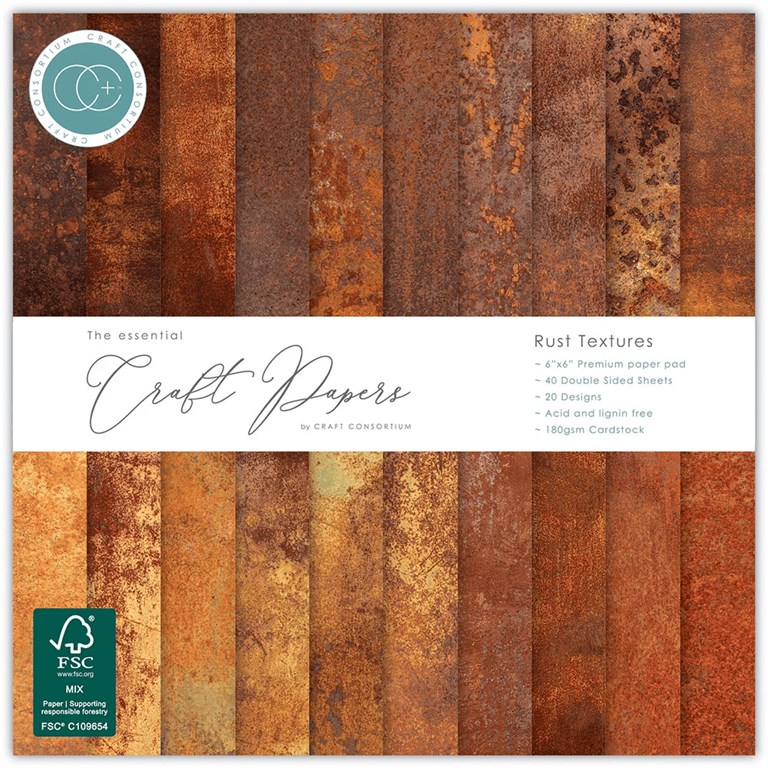Pappersblock - 15x15cm - Rust Textures