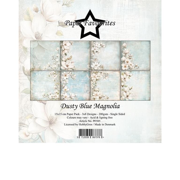 Scrapbookingpapper - 15x15cm - Dusty Blue Magnolia