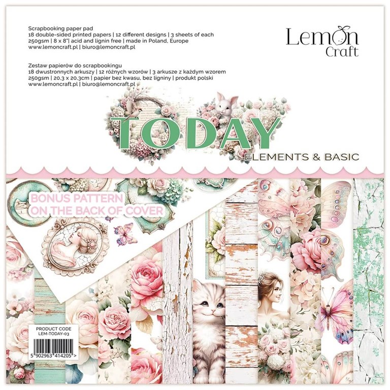 FYNDARTIKEL - Scrapbookingpapper - 20x20cm - Today Elements