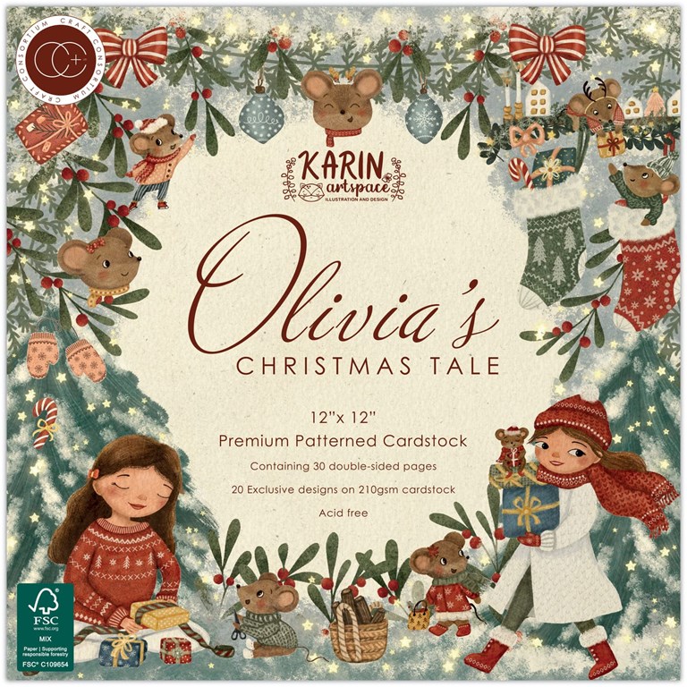 Pappersblock - 30x30cm - Olivias Christmas Tale - 30st
