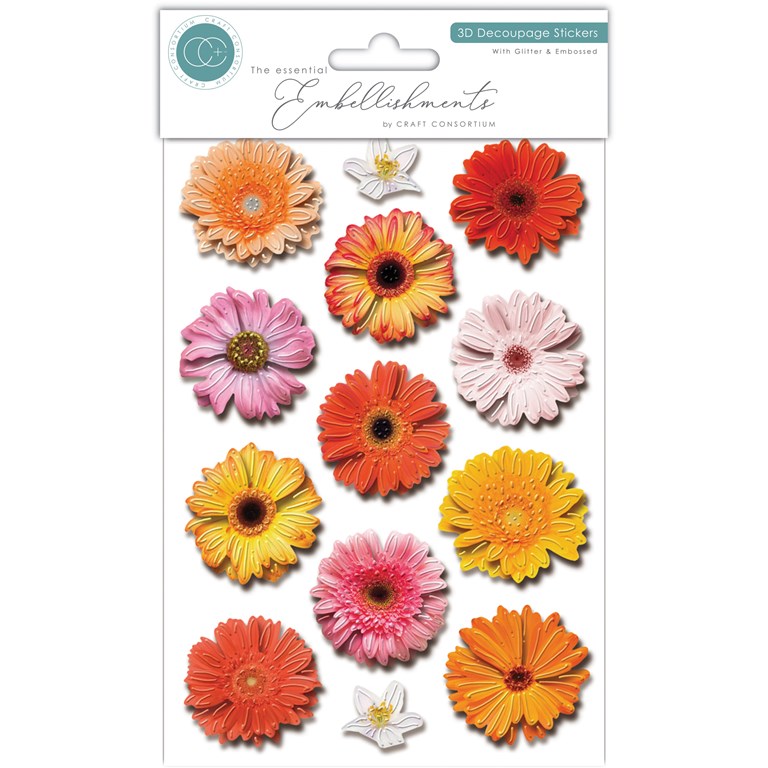 Decoupage Stickers 3D Flowers - Soft Pastel