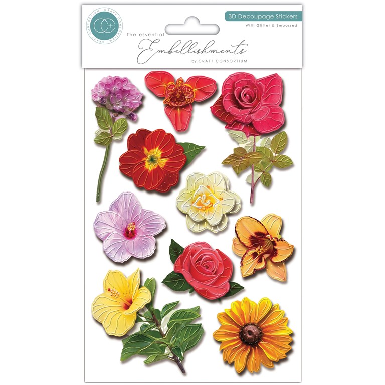 Decoupage Stickers 3D Flowers - Cottage