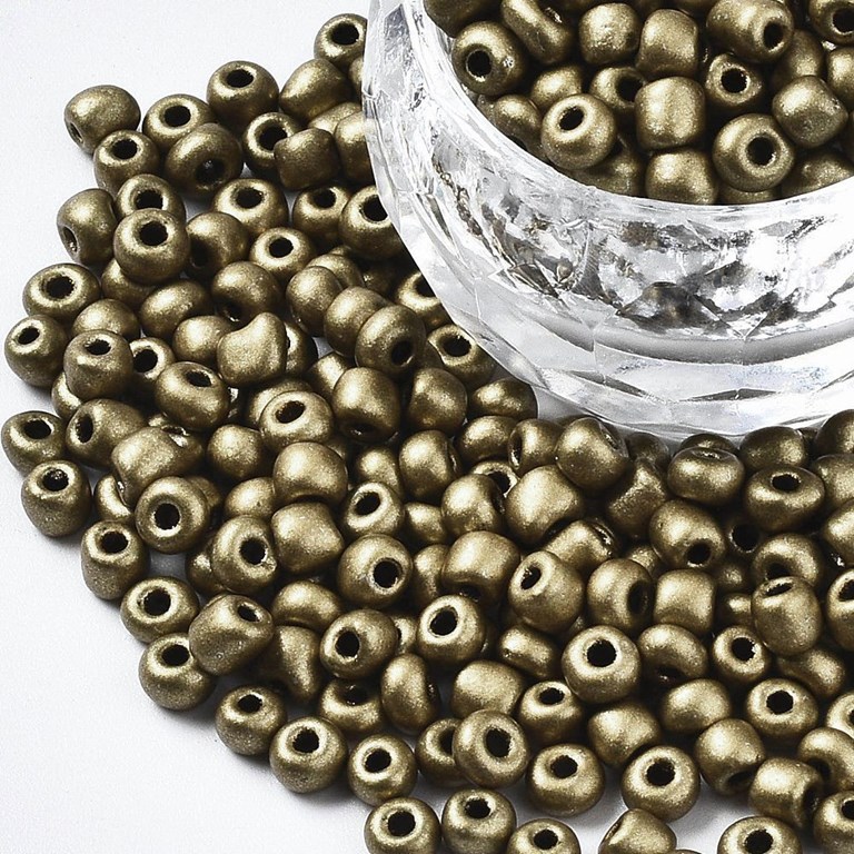 Glaspärlor - 6/0 Seed Beads - 4mm - 50g - Golden Olive