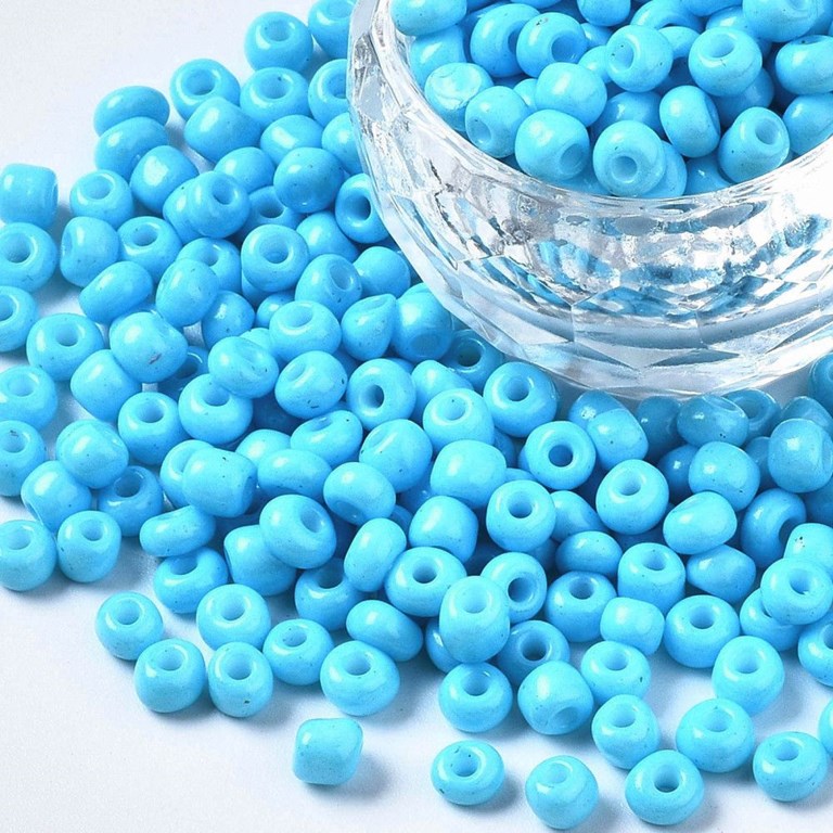 Glaspärlor - 6/0 Seed Beads - 4mm - 50g - Deep Sky Blue