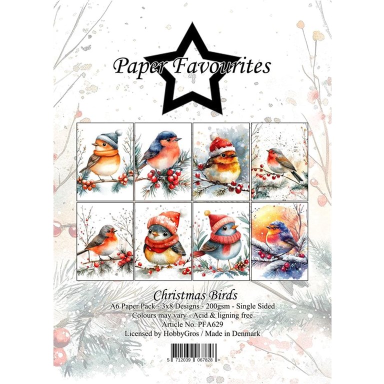 Scrapbookingpapper - A6 - Christmas Birds