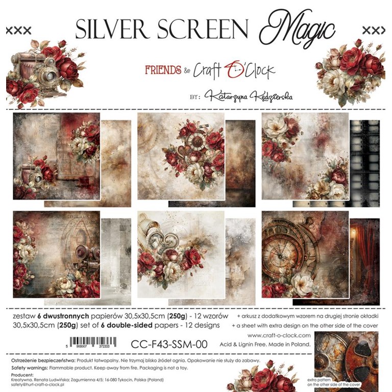 Scrapbookingpapper - 30x30cm - Silver Screen Magic
