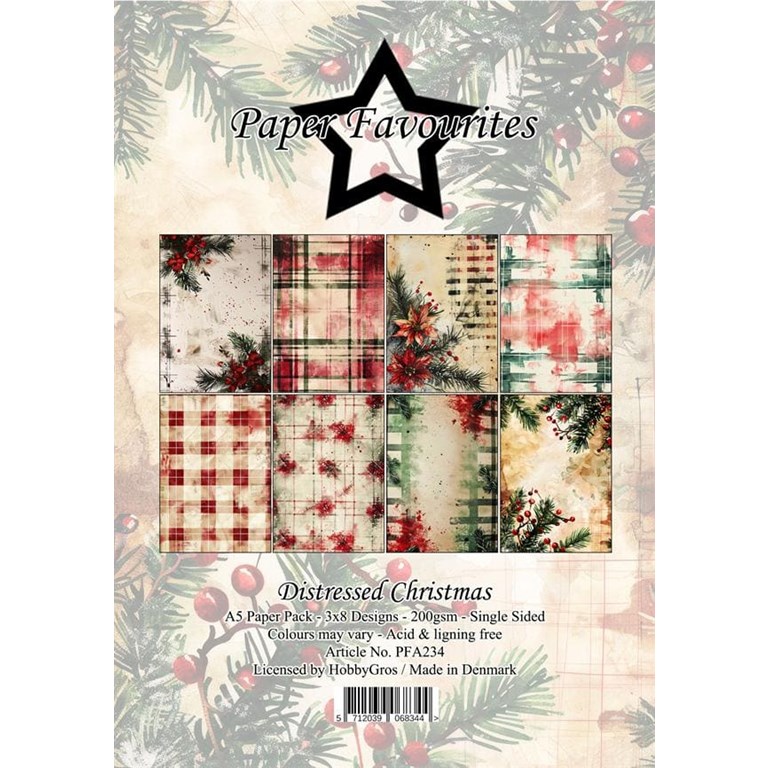 Scrapbookingpapper - A5 - Distressed Christmas