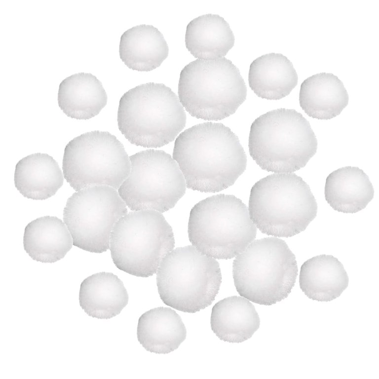 Pompom dekorationer - Vita 24st