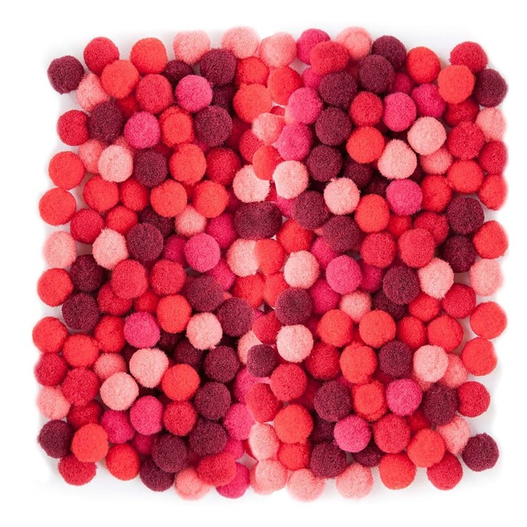 Pompom dekorationer - Röda 120st