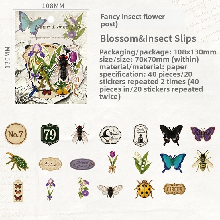 Stickers - Blommor & Insekter - 40st