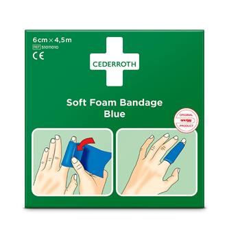 Cederroth, fingerförb, soft foam 6x450cm,blå