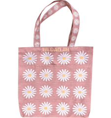 Tote L Daisy Linen Pink