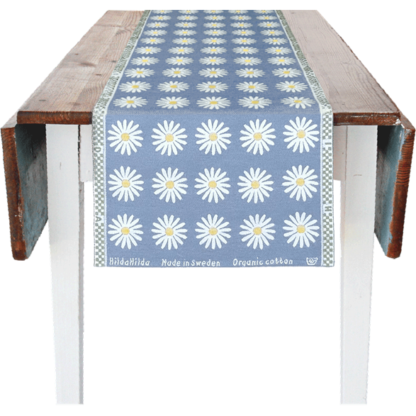 Tischläufer 35x150cm Wiesen-Margerite Hellblau