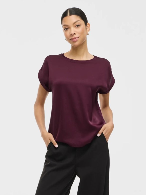 VIELLETTE S/S SATIN TOP/SU - NOOS