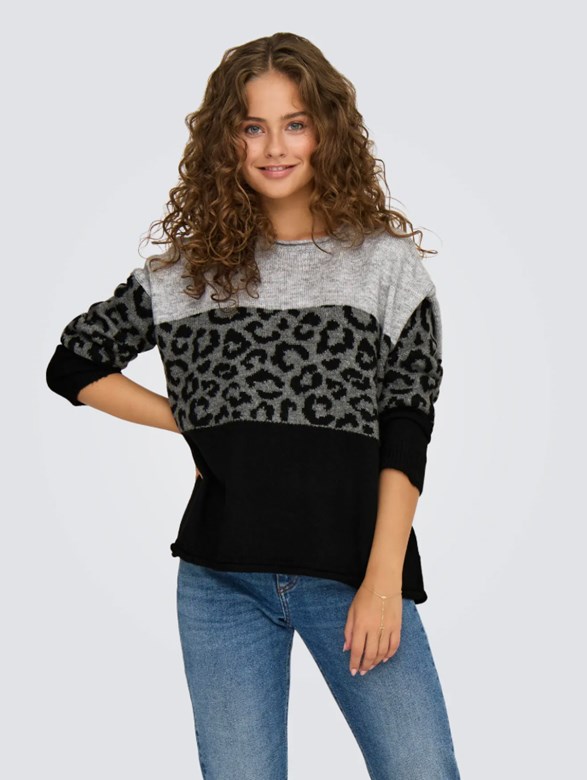 ONLJADE ANIMAL LS O-NECK CC KNT