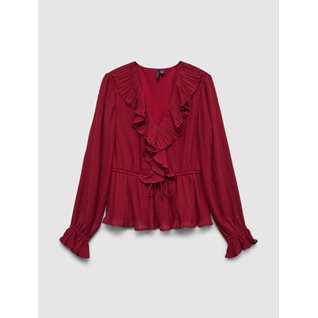 VMDORA L/S FRILL PLEAT TOP WVN EXP