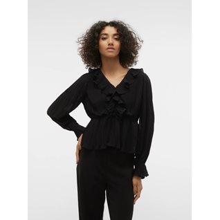 VMDORA L/S FRILL PLEAT TOP WVN EXP