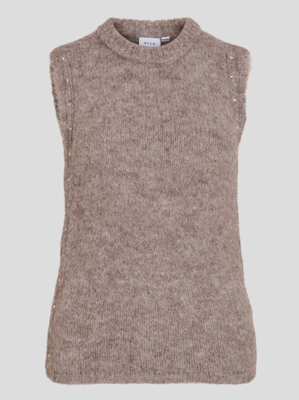 VIBOWS O-NECK S/L DETAIL KNIT TOP