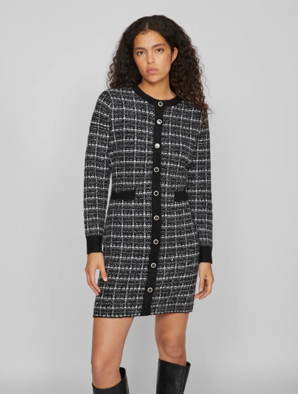 VIAUDREY CHECK L/S KNIT DRESS/KA