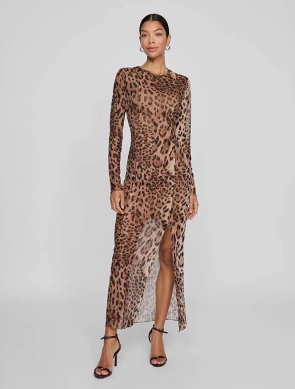 VININNA L/S MESH MIDI DRESS