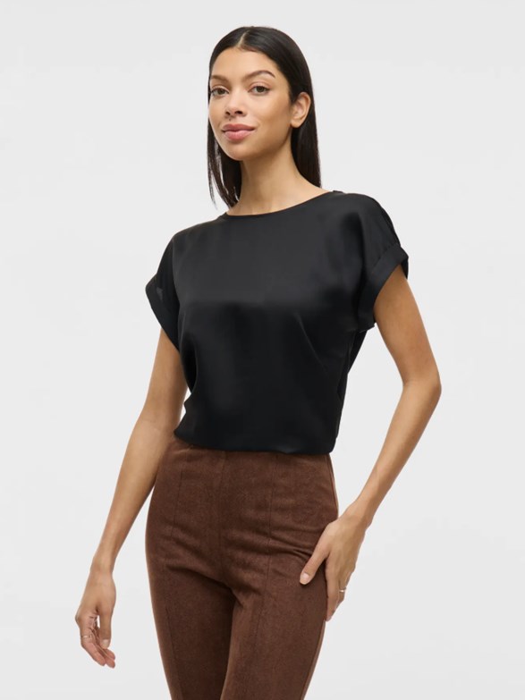 VIELLETTE S/S SATIN TOP/SU - NOOS
