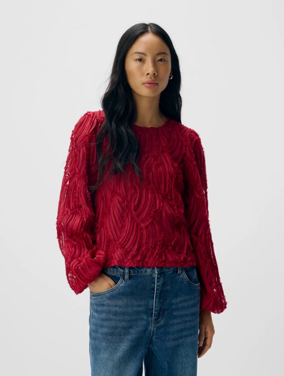OBJLUCIE L/S RE O-NECK TOP NOOS