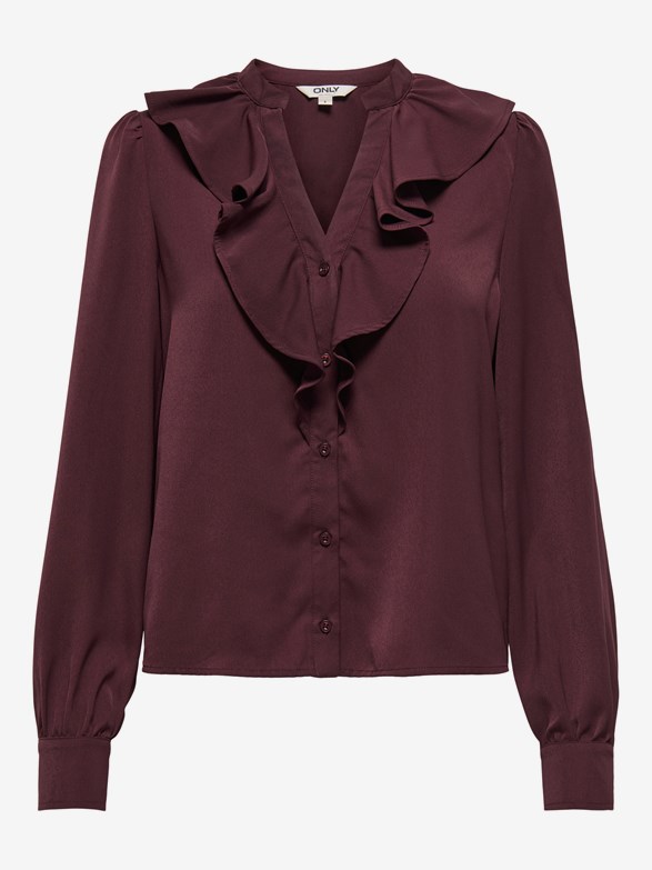 ONLTHALIA LIFE LS V-NECK FRILL TOP WVN