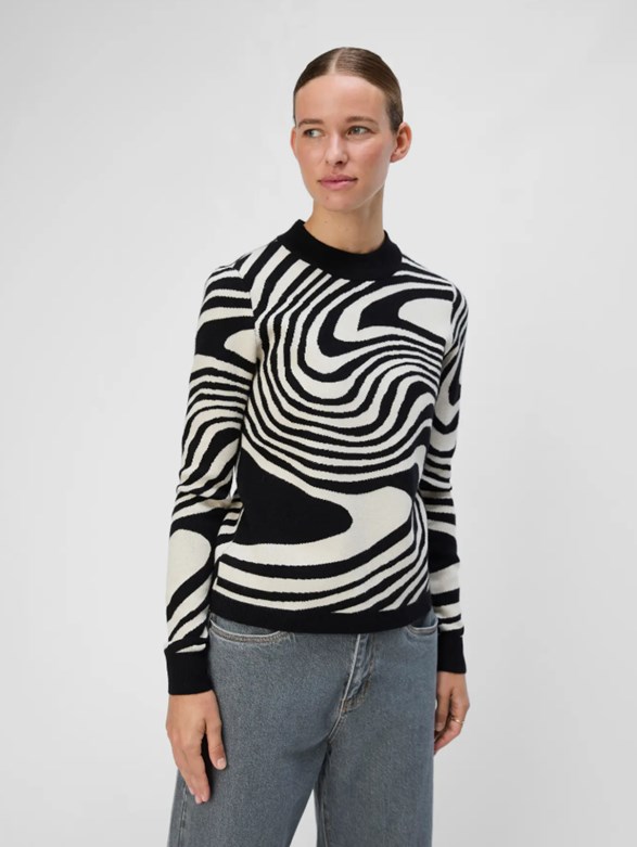 OBJRAY L/S  KNIT PULLOVER AOP NOOS