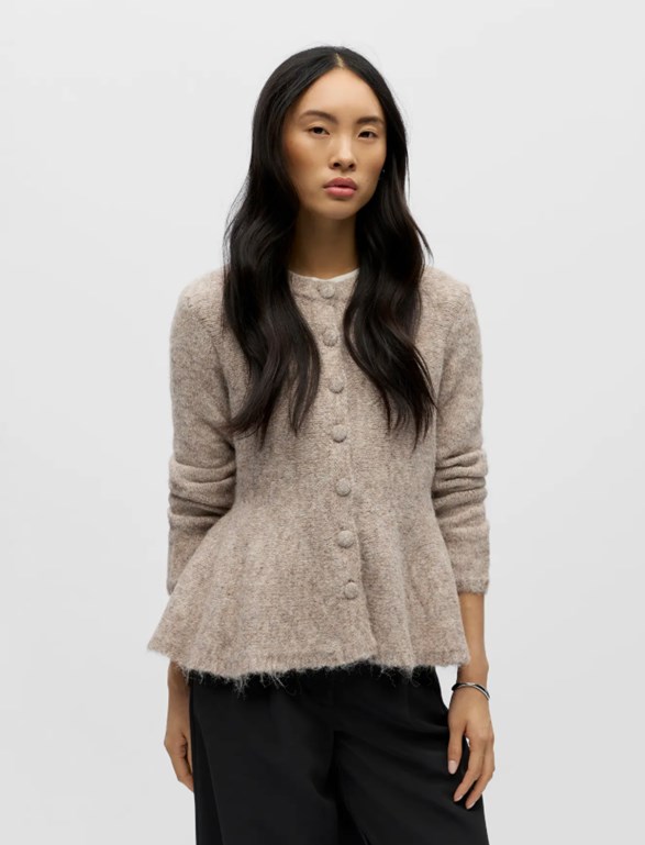 OBJSAGGIA RE LS PEPLUM KNIT CARDIGAN DIV