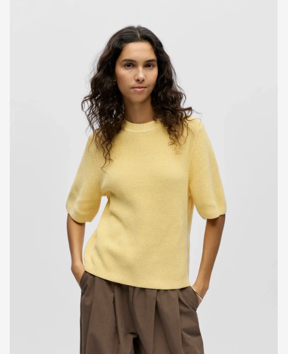 OBJFLO S/S RE KNIT PULLOVER NOOS
