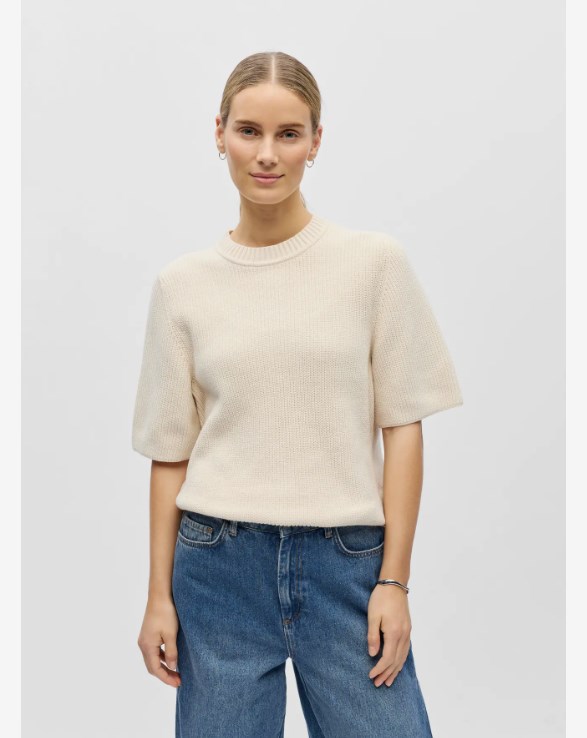 OBJFLO S/S RE KNIT PULLOVER NOOS