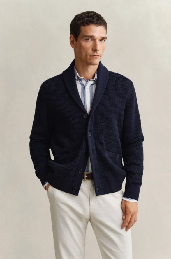 MINI CABLE SHAWL COLLAR CARDIGAN