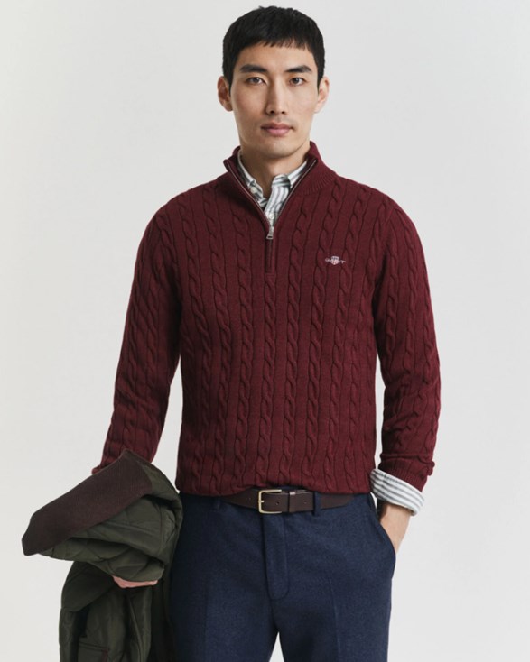 COTTON CABLE HALF ZIP