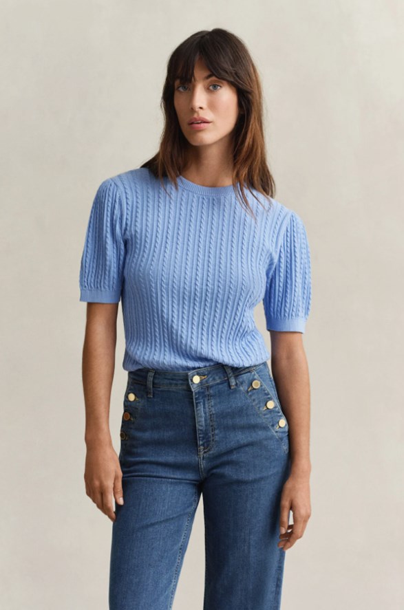 COTTON CABLE C-NECK SS