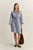 STRIPE POPLIN BELTED SHIRT DRESS