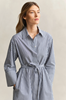 STRIPE POPLIN BELTED SHIRT DRESS
