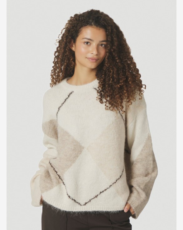 Inga Check Fluff Knit Blouse