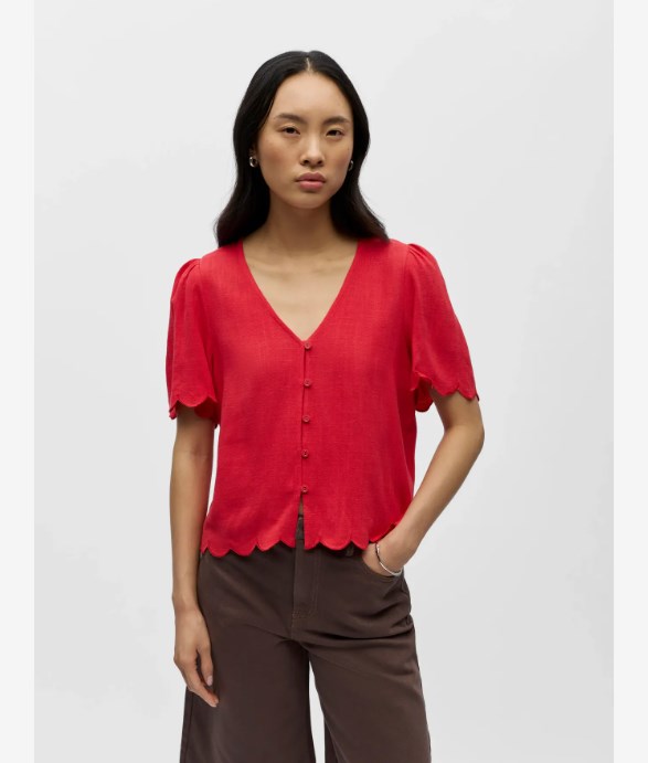 OBJSANNE 2/4 LO V-NECK TOP NOOS