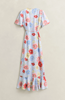 FLORAL PRINT WRAP SS FRILL DRESS