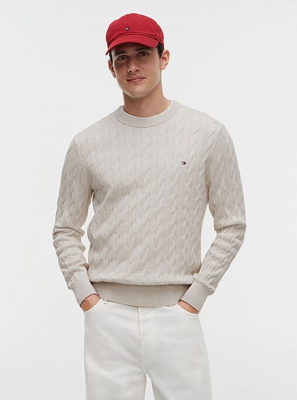 CLASSIC COTTON CABLE CREW NECK