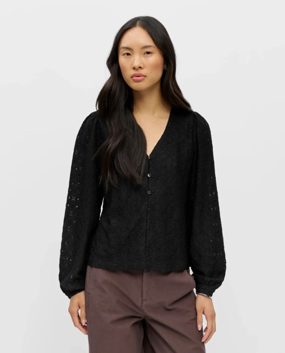 OBJLAILA L/S V-NECK TOP NOOS
