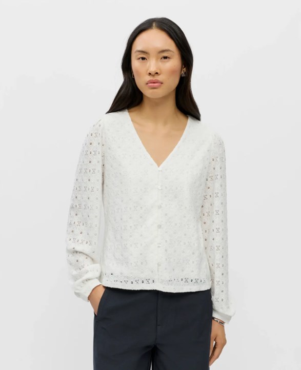 OBJLAILA L/S V-NECK TOP NOOS