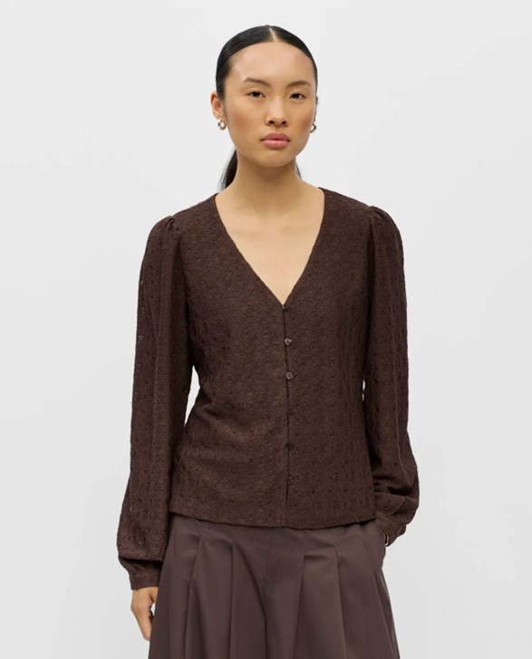 OBJLAILA L/S V-NECK TOP NOOS