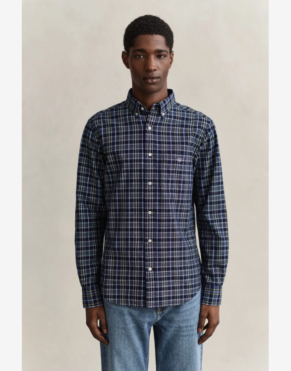 REG ARCHIVE POPLIN INDIGO CHECK