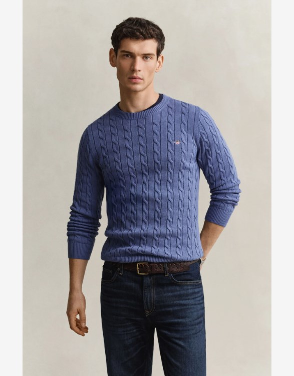 COTTON CABLE C-NECK