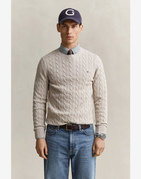 COTTON CABLE C-NECK