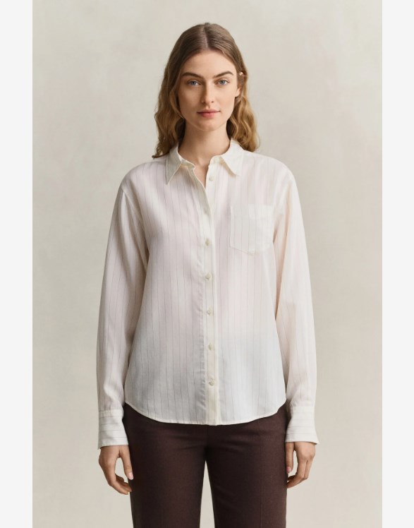 PINSTRIPE BACK FOLD DETAIL BLOUSE