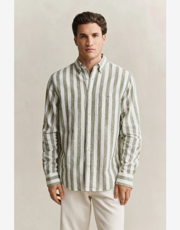 REG COTTON LINEN STRIPE SHIRT