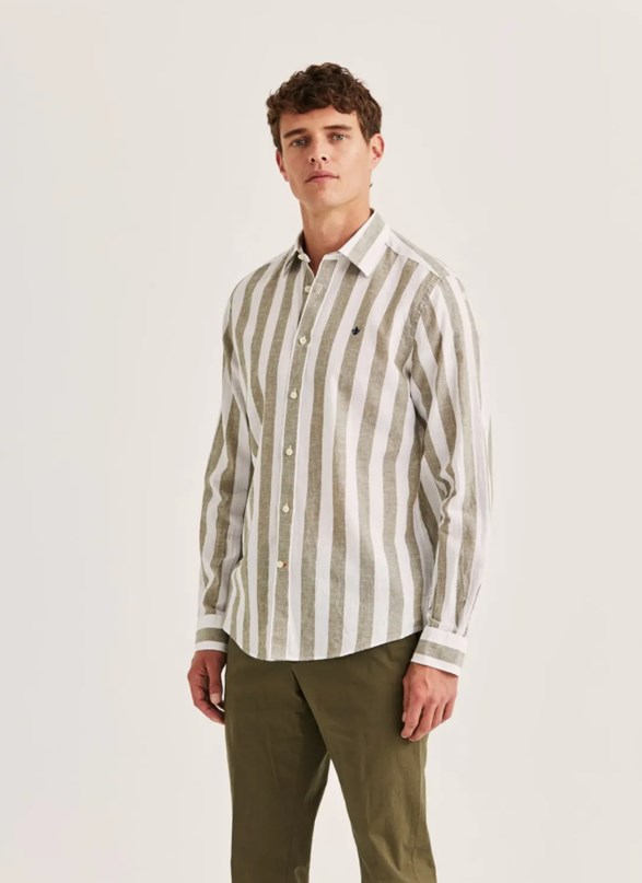 Douglas Linen Mix Stripe Shirt-Classic Fit