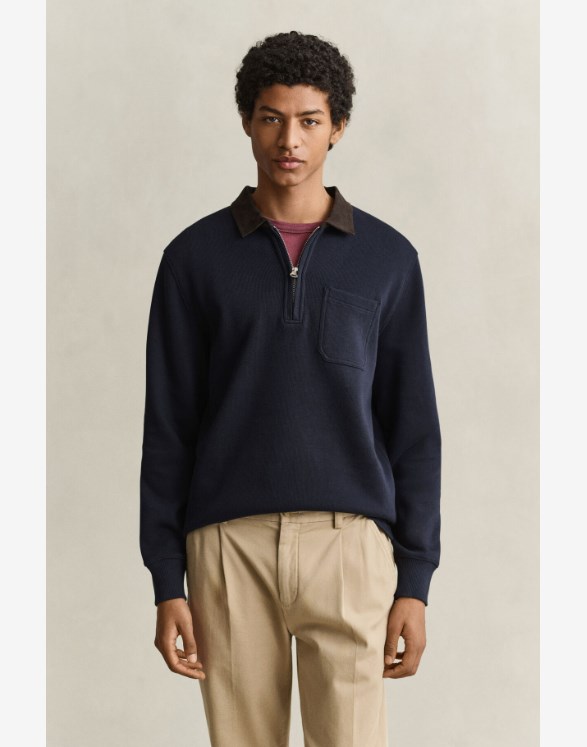 CORD COLLAR HALF ZIP RUGGER